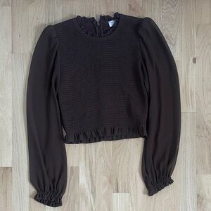 Aritzia Wilfred Tempest Brown Blouse